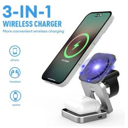 Chargers Portable 3 In 1 Foldable Wireless Charger Stand Dock For Holder Magnetic Fast Charging Station For Watch Samsu Z9n6