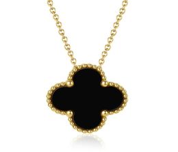 Luxury Black Red Clover Pendant Necklace Stainless Steel Jewellery for Gift75734017622539