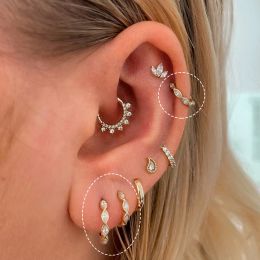 Earrings 6/8/10MM Helix Conch Ear Piercing Hoop Round Earrings for Women 1PC Inlaid Zircon Gold Colour Mini Circle Earing Fashion Jewellery