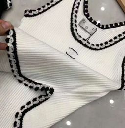 Anagram-embroidered Women Tanks Camis Cotton-blend Tank Tops Two C Letters Designer Skirts Yoga Suit CHANNEL Dress Bra Vest Ladies Solid Vintage T Shirt Femme 34255
