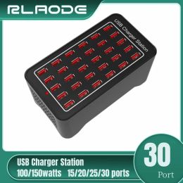 Hubs Multiport USB charger 10 15 20 25 30 Port HUB Universal wall desktop Fast Charging station dock for mobile phone power adapter