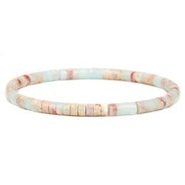 Strands 2x4mm Natural Sea Sediment Beads Bracelets For Women Men Colorful Snakeskin Stone Flat Round Bracelet Fashion Beach Boho Jewelry