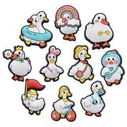 Anime girl duck charms wholesale childhood memories funny gift cartoon charms shoe accessories pvc decoration buckle soft rubber clog charms