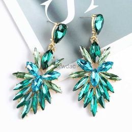 Dangle Chandelier New Creative Design Geometric Teardrop Shiny Glass Dangle Drop Earrings For Women Luxury Quality Ear Accessories Pendant Jewelry d240323