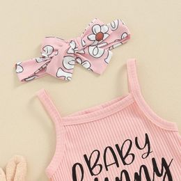 Clothing Sets Born Baby Girl Easter Outfits Letter Print Sleeveless Romper Shorts Headband 3Pcs Infant Summer Clothes Set