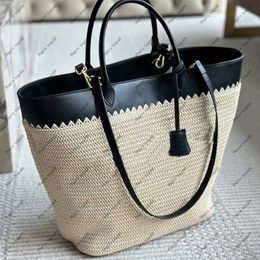 designer bag Tote Handbags Luxury beach Bag Woven And Genuine Leather Combined Bag Summer Beach Large Capacity Shopping Bag Underarm Bag