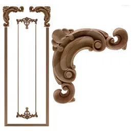 Decorative Figurines VZLX Floral Wood Carved Corner Applique Wooden Carving Decal Furniture Cabinet Door Frame Wall Home Decoration