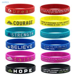 Strands Motivational Silicone Rubber Wristbands Inspirational Bracelet Dream Courage Strength Believe Faith Hope Bangle Gift