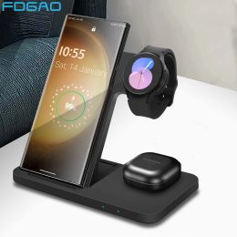 Chargers Wireless Charging Station for Samsung Multiple Devices 3 in 1 Fast Charger Stand for Z Flip Fold 4 S23 S22 Galaxy Watch 5 4 Buds