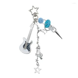Keychains Guitar Star Button Charm Keychain Backpack Decoration Jewellery For Women Girls 264E