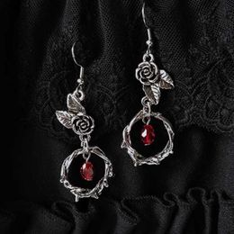 Charm Vintage Gothic Vampire Witch Black Rose Earrings for Women 2023 New Creative Holiday Party Personalized Jewelry Halloween Gifts Y240423