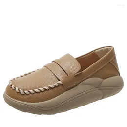 Casual Shoes Fashion Sneakers Thick-soled Leather Women's 2024 Spring And Summer One Pedal Rocking All-match Loafers