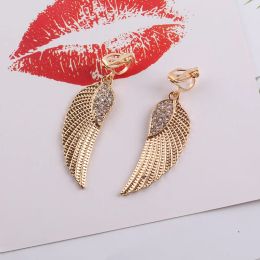 Earrings JIOFREE Fashion Angel Rhinestone Wings Clip on Earring No Pierced For Women Ear Charm Earrings Statement Earrings