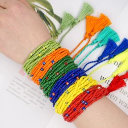 Stränge Go2Boho Bracelets Frauen türkisch böse Augenarmband Sommer Boho Tassel Chic Beads Pulseras Mujer Bohemian Schmuck handgefertigtes Geschenk