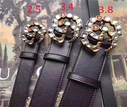 High quality belt classic crystal smooth buckle belt fashionable men and women casual belt width 25cm 34cm 38m1182246