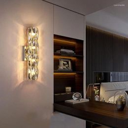 Wall Lamps Postmodern K9 Crystal Lamp Silver Metal LED Ceiling Light Home Decoration Torch Bedside Aisle El Room Lighting Fixtures