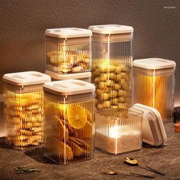 Storage Bottles Kitchen Sealed Jar Plastic Coffee Bean And Grain Food Containers Push-Type Moisture-Proof Box