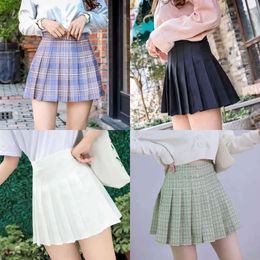 Skirt Pleated Summer Sexy High Waist Cute Girls School Mini Faldas Fashionable Women Plaid S Plus Size Y2k XS-2XL 210619 ize X-2XL