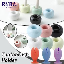 Heads Bathroom Ceramic Toothbrush Holder Portable Mini Macaron Colors Brush Stand Shelf Base Frame Storage Rack Bathroom Accessories
