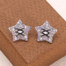 Stud Earrings Fashion Zinc Alloy Oil Drop Full Rhinestone Vintage Star Korean Style For Women Luxury Trending Products Girls Jewellery