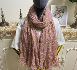 LuxuryClassical style good quality 100 cotton material print long creasing scarves pashmina for women big size 200cm 130cm9661376