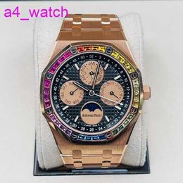 Modern AP Wristwatch Royal Oak Series 26614OR Rainbow Plate Calendar Watch Mens Automatic Mechanical Watch Limited Watch