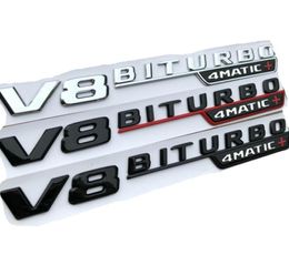 For Mercedes Benz AMG Flat Letters 1 pair V8 BITURBO 4MATIC Fender Emblems Badges V8BITURBO4MATIC Emblem Sticker6732615