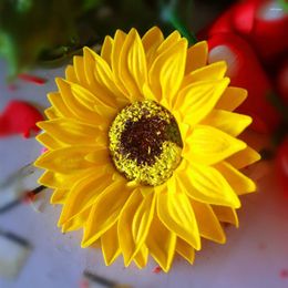 Decorative Flowers 25Pcs Sunflower Soap Flower Head 4 Layers Artificial Heads Eternal DIY Bouquet For Valentine Mother's Day Gift