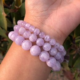 Strands 1 Pc Fengbaowu Natural Lavender Lilac Amethyst Bracelet Round Beads Crystal Quartz Healing Stone Women Jewelry Gift