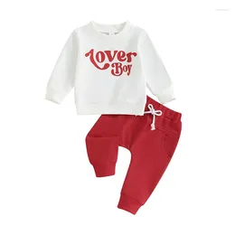 Clothing Sets Toddler Baby Boy Valentines Day Outfits Born Infant Long Sleeve Crewneck Sweatshirt Jogger Pants Clothes Set