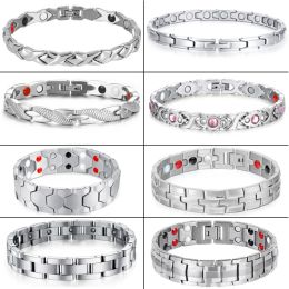 Strands Health Care Magnetic Bracelet For Men/Woman Stainless Steel 4 Health Care Elements(Magnetic,FIR,Germanium) Chain & Link Bracelet