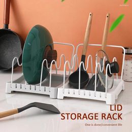 Kitchen Storage Pots Rack Holder Adjustable Cookware With Towel Bar Stainless Steel Bracket Pot Lids