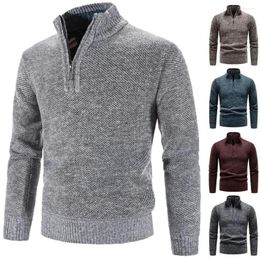 Men's Sweaters Turtleneck Pullover Spring Fashion Solid Color Thick Warm Half Zipper Sweater Long Sleeve Leisure Sports Top