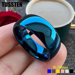 Bands TUSSTEN 6/8MM Tungsten Carbide Ring Men Women Wedding Band Domed Polished Finish Comfortable Fit And Free Shipping