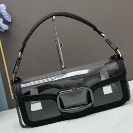 Designer bag women's leather handbag jelly baguette bag fashion transparent chain shoulder bag crossbody bag 23 candy Coloured flip bag luxury design riveted mini bag