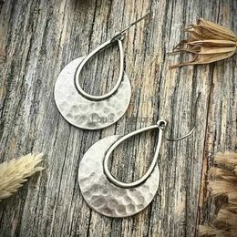 Dangle Chandelier Charm Women Earrings Silver Color Hammered Metal Hook Wedding Engagement Party Bridal Jewelry H240423