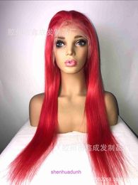 Qingdao wig real human hair red colored front lace half hand hook head cover 26 inches