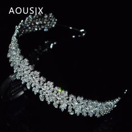 Jewellery Luxury Cubic Zirconia Headbands Silver Colour Bridal Crowns Elegant Headwear Prom Hair Wear Wedding Hair Accessories Party Jewelr