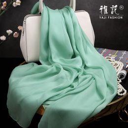 Women Fashion 100% silk scarf soft elegant green Pure solid Colour female Hangzhou square shawl long spring autumn winter summer 240410