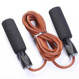 Jump Ropes Adjustable leather rope bearing sponge handle ski rope professional adult fitness ski rope Y240423