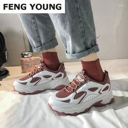 Fitness Shoes 2024 Women Breathable Platform Casual Woman White Lace UpShoes Chunky Sneakers Thick Soled Tenis Female Mesh