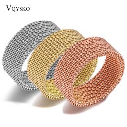 Bands Fashion Unisex Mesh Stainless Steel Ring Circle Woven Mesh Women Men Wedding Rings Friends Gift