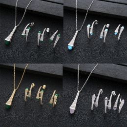 Necklaces New Romatic Women Fashion 3 Pcs Necklace & Ring & Earrings Set Candy Colour stone Simple Design Jewellery Set
