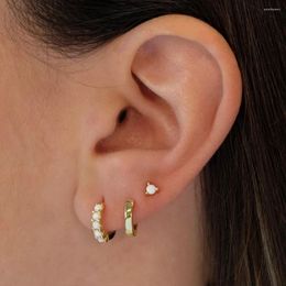 Stud Earrings CANNER 3Pcs/Set S925 Sterling Silver Opal Hoop Simple Exquisite Temperament Versatile Set Women Fine Jewelry