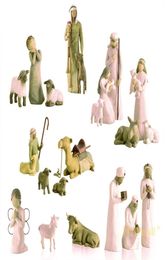 20pcset Polyresin MINI Nativity Set Figurines Christ Birth Of Jesus Catholic Resin Sculpture Christmas Decor Room Ornaments 220217229113