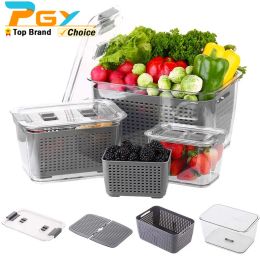 Organisation Refrigerator Food Produce Saver Storage Containers With Lid Fridge Fresh Vegetable Colander Storage Box Kitchen Organisation