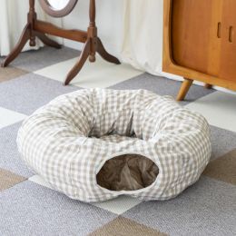 Mats 2 In 1 Cat Beds House Funny Cat Tunnel Toy Soft Long Plush Dog Bed For Small Dogs Kittens Sleep Bed Cat Mat Play Toys Kennel