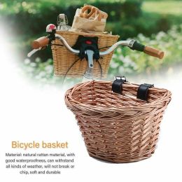 Baskets Bike Basket Wicker Woven Bicycle Front Basket Handlebar Retro Bike Storage Case