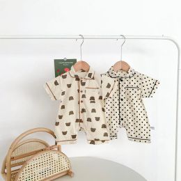 Robes MILANCEL 2022 Baby Pyjamas Short Sleeve Infant Boys Sleeper Wear Infant Sleeping Set Toddler Rompers