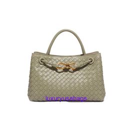 Womens East-West Andiamo Bag BotegaVeneta Small horizontal Intrecciato Leather Top Handle Bag With Sliding Cross-body Strap and a Interior Zippered Pocket PO52